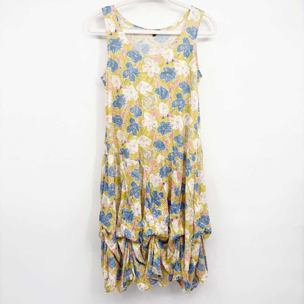 Shana Womens Floral Adjustable Ruched Balloon Hem Boho Lagenlook Dress Size XS